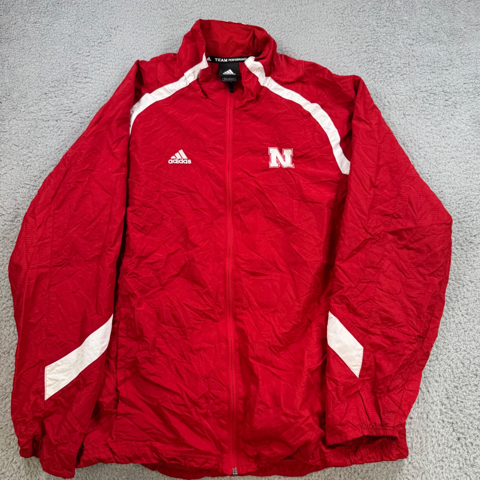 Adidas Nebraska Cornhuskers Jacket Mens Large Red Team Performance Climaproof